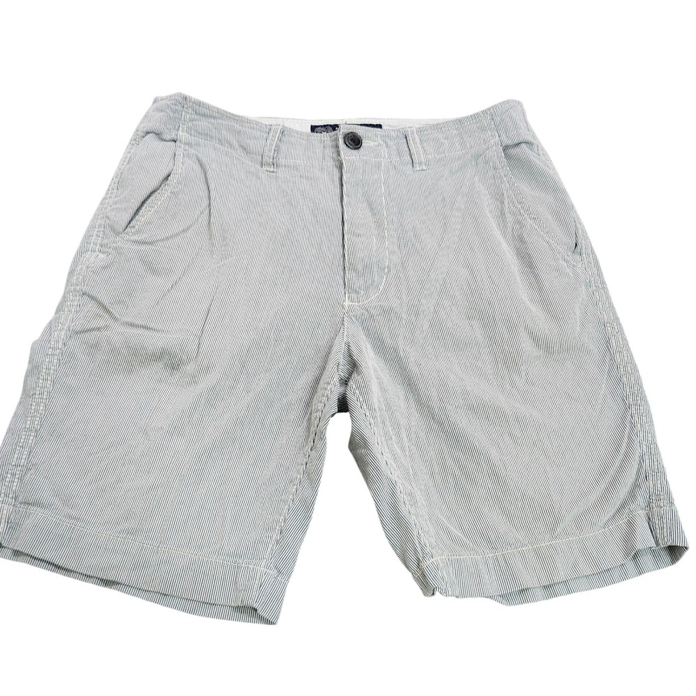 American Eagle Outfitters Mens Blue White Pinstripe Seersucker Shorts Size 31